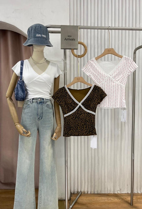 V-neck Fitted Tops
